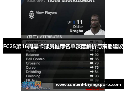 FC25第16周黑卡球员推荐名单深度解析与策略建议