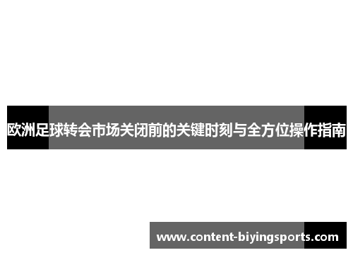 欧洲足球转会市场关闭前的关键时刻与全方位操作指南